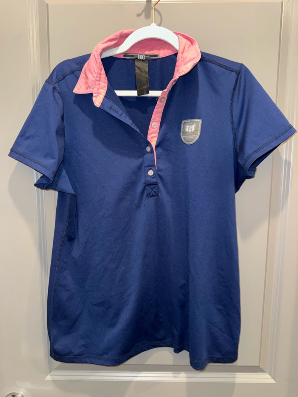 Asmar Horse Riding Navy Polo Top with Pink Collar Equestrians
